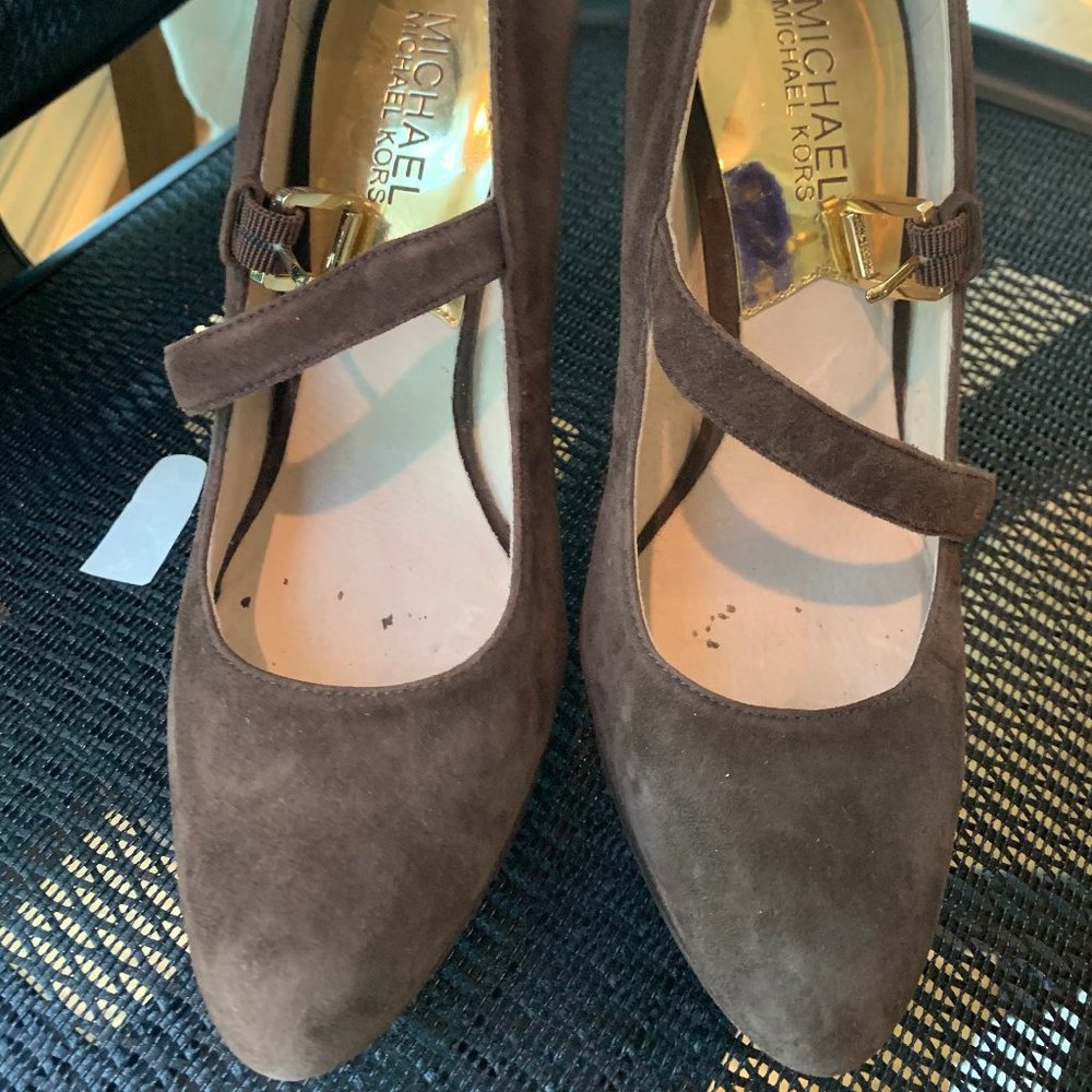 Michael Kors Strapped Brown Suede Heels